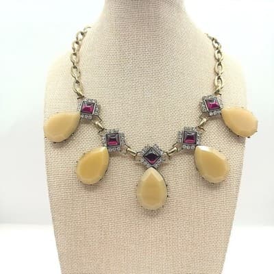 Vintage 80s Style Chunky Collar Necklace Rhinestone Halo Embellishments Jewelry