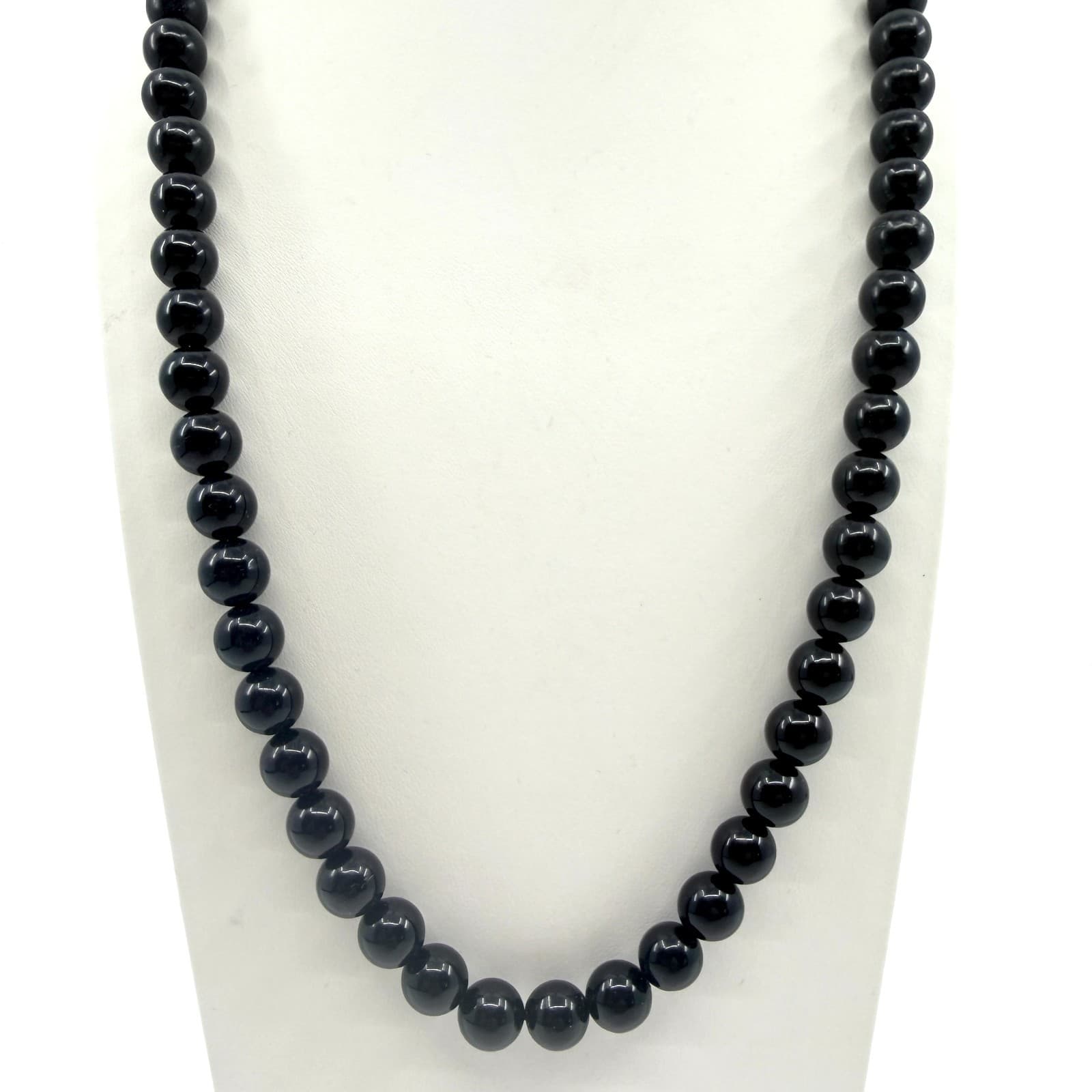 Vintage Black Bead Necklace Single Strand Minimalist Classic Retro Statement 90s