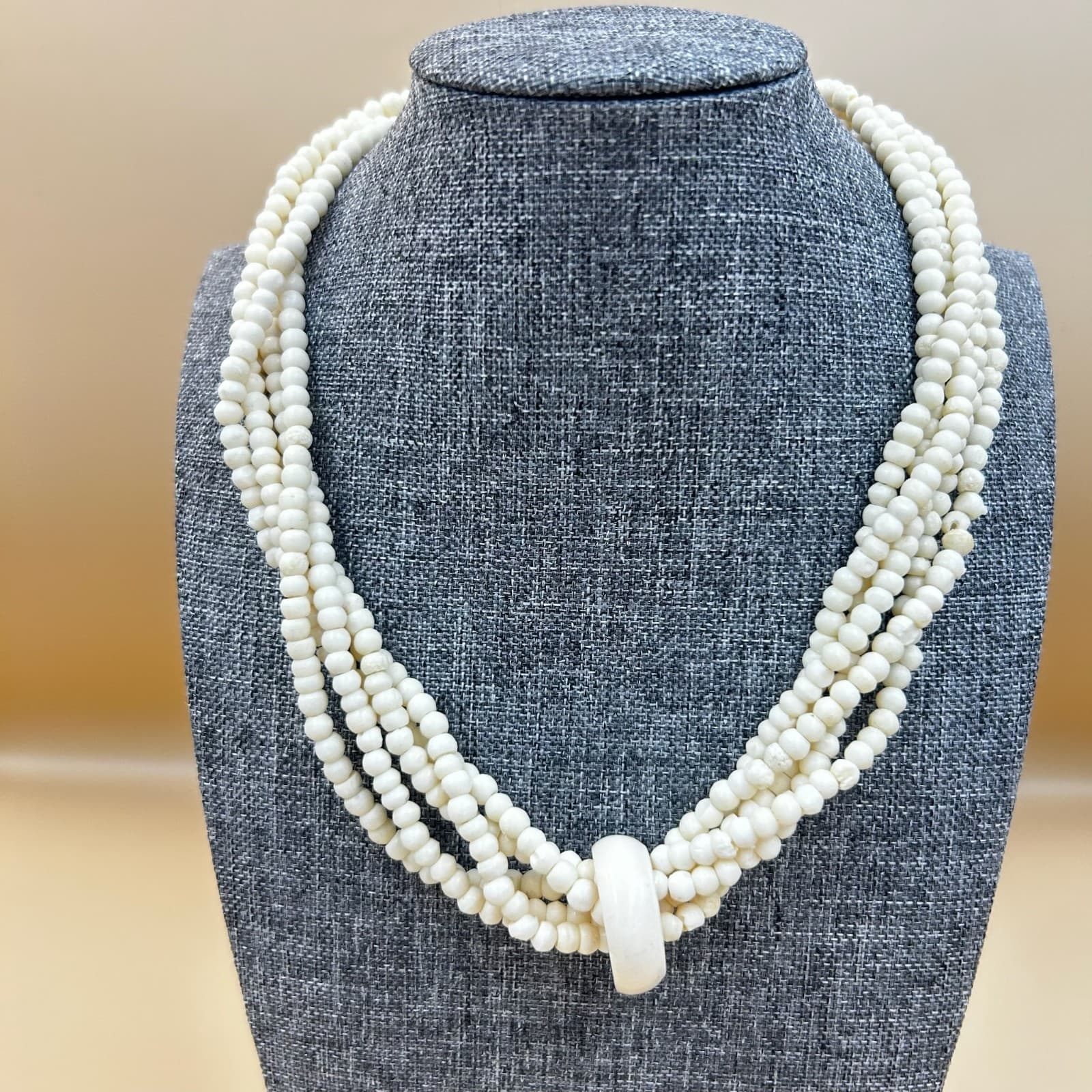 Vintage Multi-strand Pearl Beaded Necklace Women's Fashion Jewelry 16''