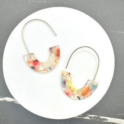 Vintage 90s Gold Tone Hoop Dangle Earrings Women's Classic Fashion Jewelry