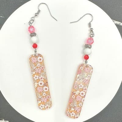 VTG Colorful Cluster Drop Earrings Gold Tone Oval Cabochon Multicolor Dangle