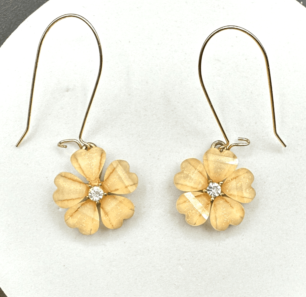 Contemporary Gold-Tone Glass Plastic Petals Bicego Petali Flower Dangle Earrings