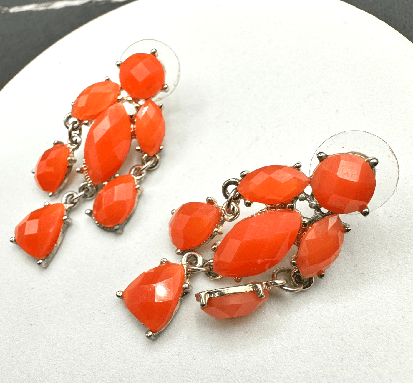Vintage Handmade Women's Orange Leaf Glass Beauty Fashion Dangle/Drop Earrings