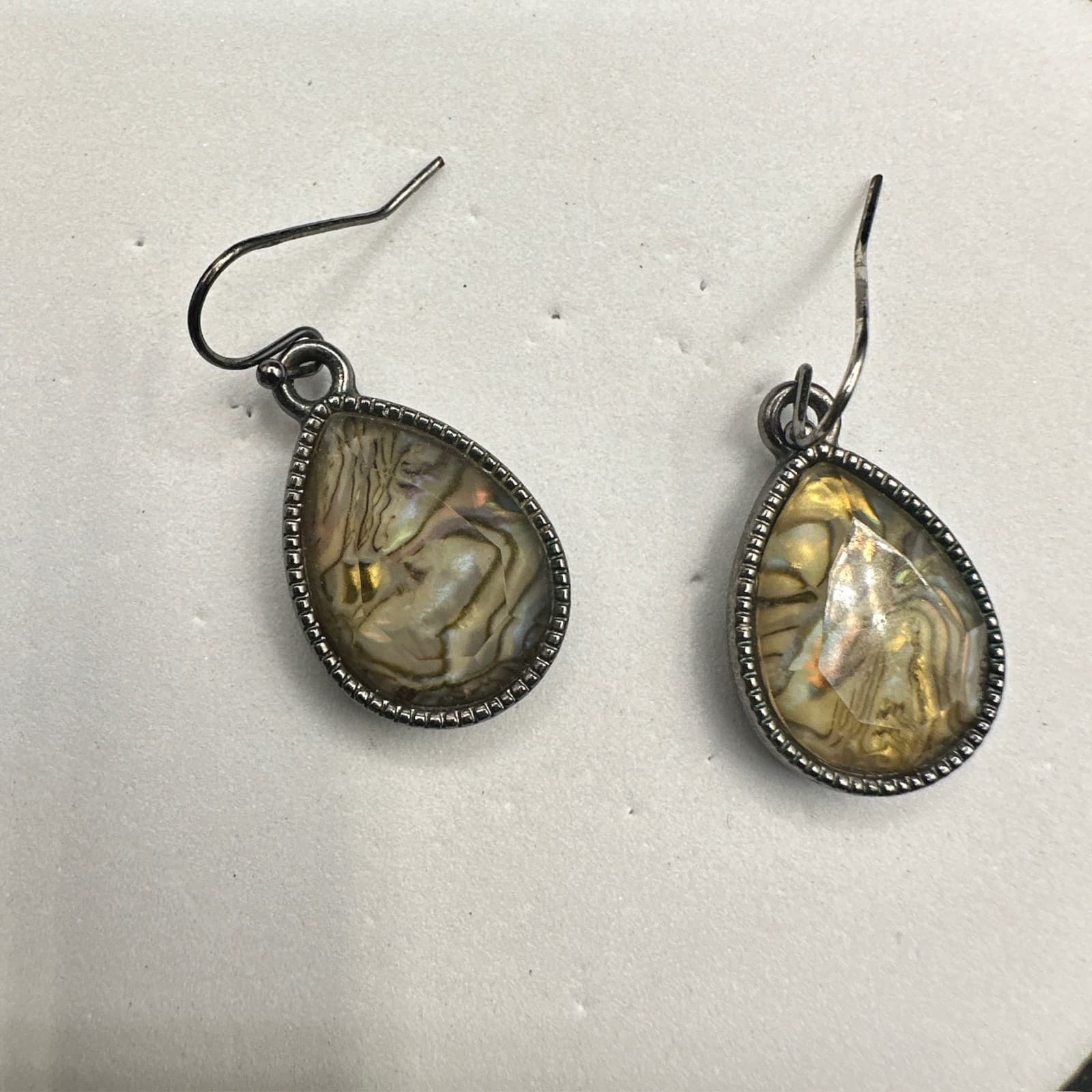 Vintage Teardrop Dangle Earrings Abalone Shell Inlay Women's Jewellery