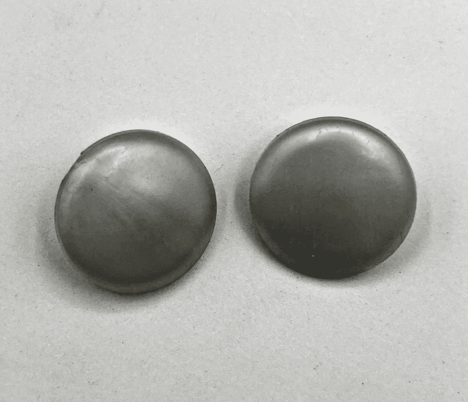 Vintage 90s Round Button Earrings White Matte Cabochon Women's Jewelry