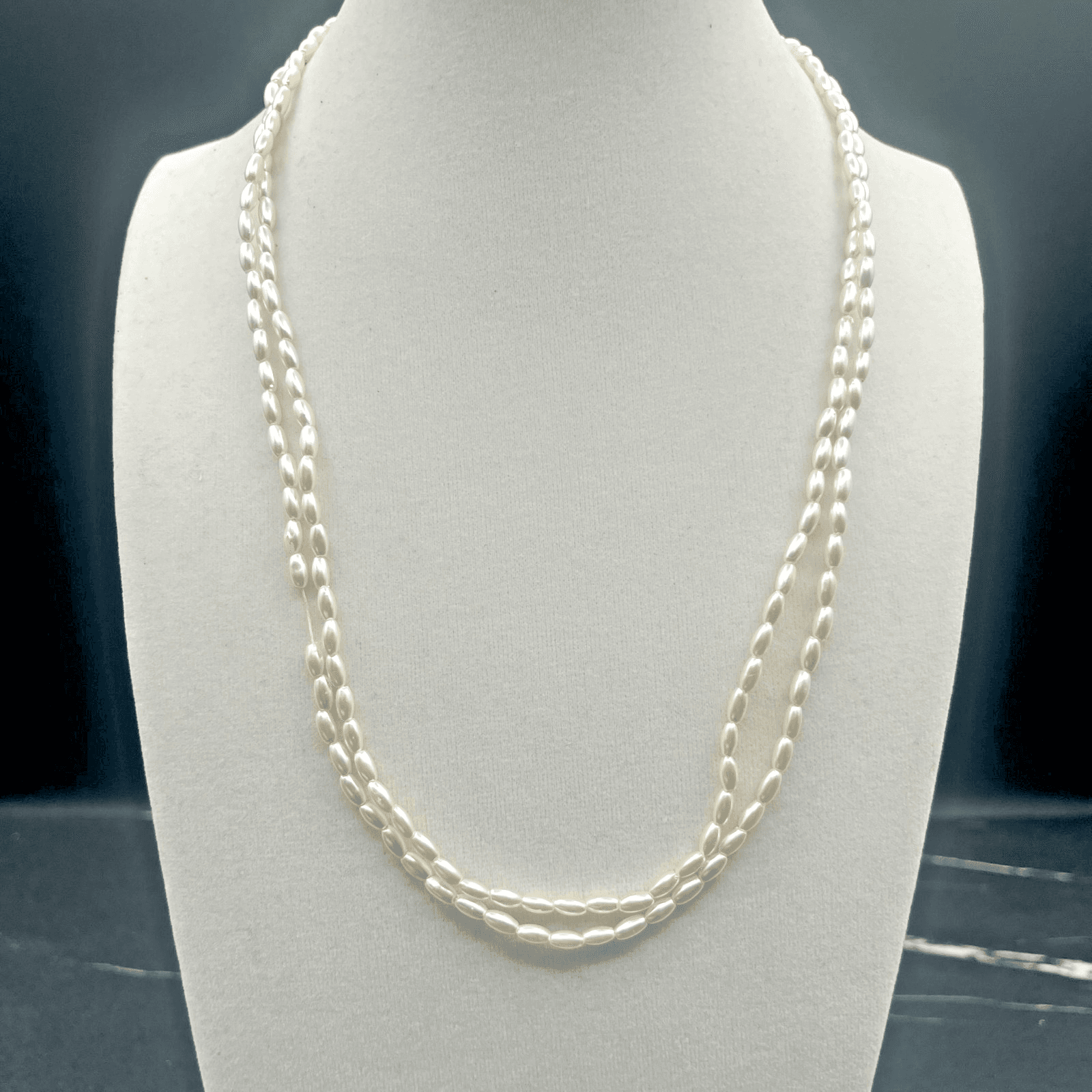 Vintage Y2K Double Strand White Rice Seed Bead Necklace Women's jewellery