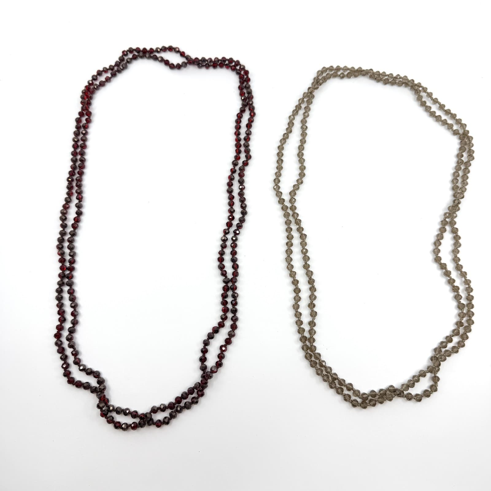 Vintage Red Garnet Tone Beaded Necklace Long Strand Statement Boho 90s Y2K Beads