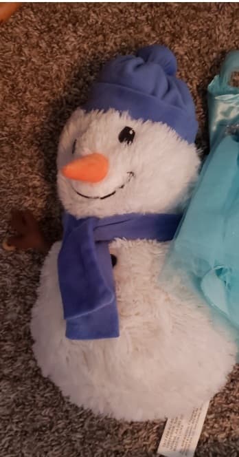 Plush Snowman Toy with Blue Hat and Scarf