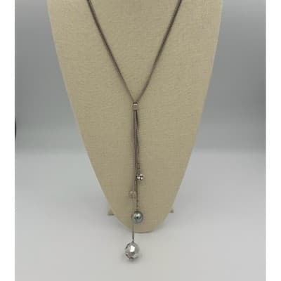 Vintage Lia Sophia Celestial Silver Tone Disco Ball Faux Pearl Orb Tassel