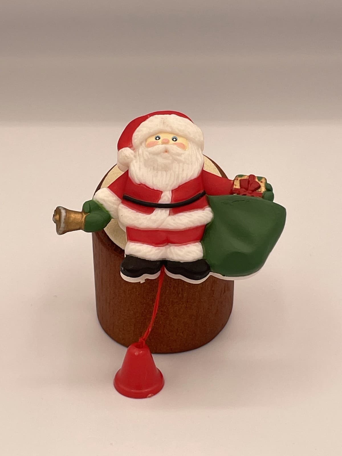 Vintage VTG Hallmark Santa Claus Skating Christmas Pin Brooch Dangling Bell