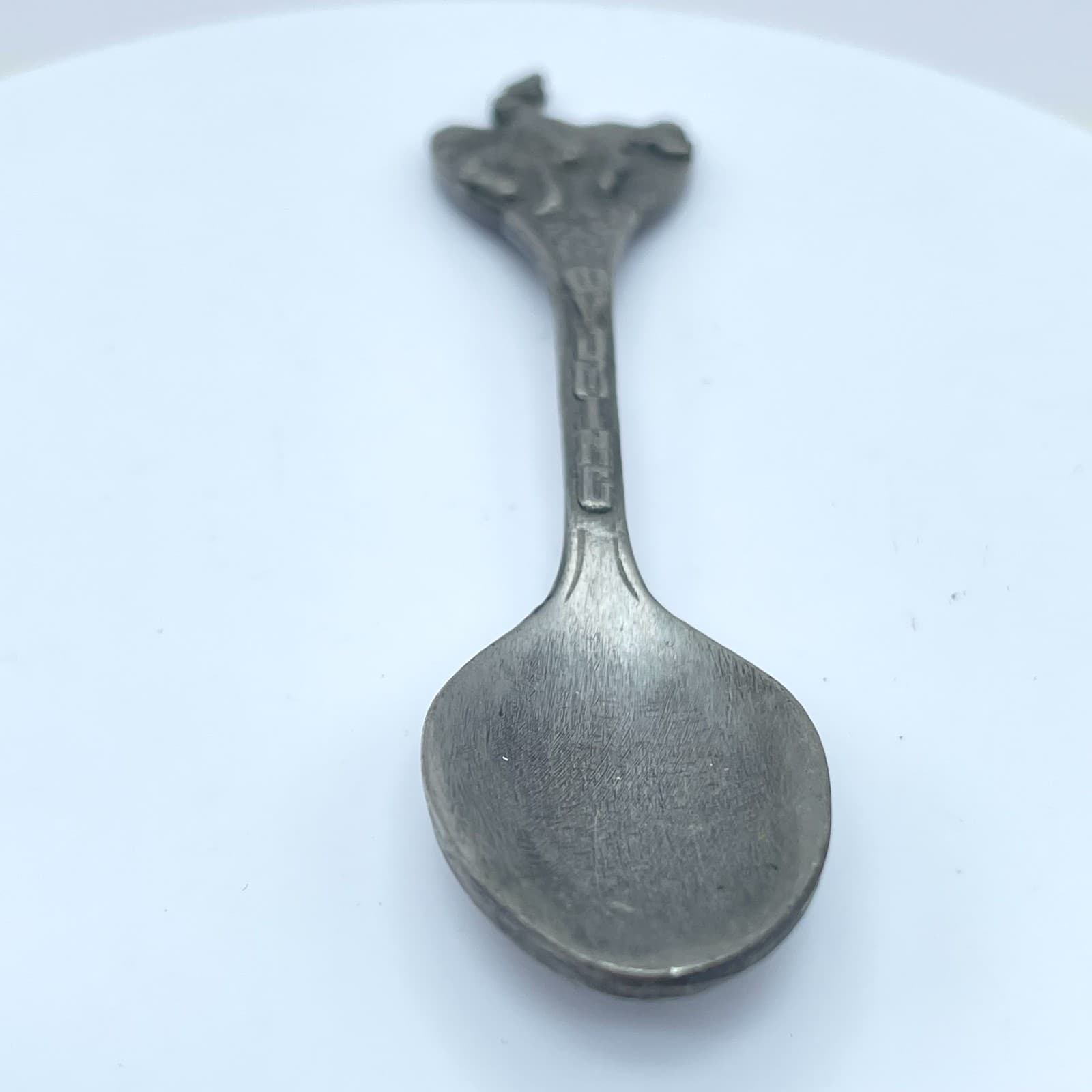 Vintage 90s Wyoming Studio Artworks Pewter Souvenir Spoon Bucking Horse Rider