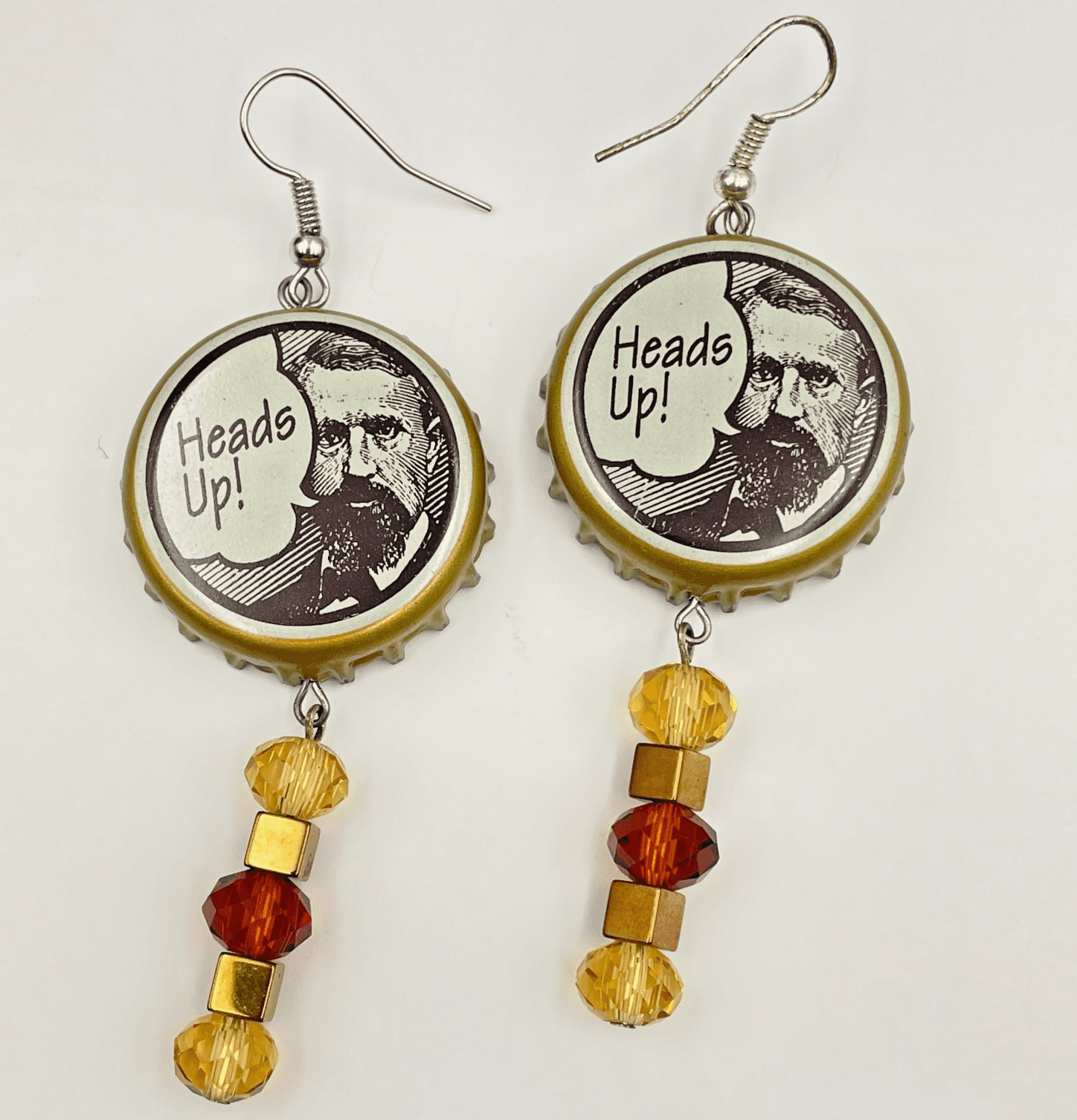 Vintage Y2K Bottle Cap Beaded Dangle Earrings Retro Women's Classic Jewelry