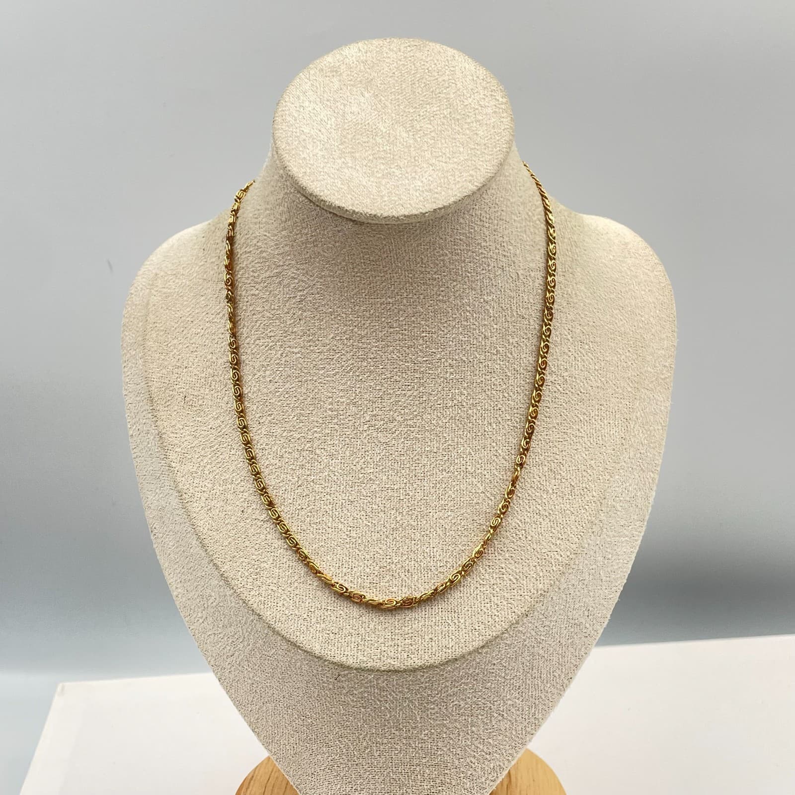Vintage Gold Over S-Link Scroll Chain Necklace 18" Layering Choker Dainty
