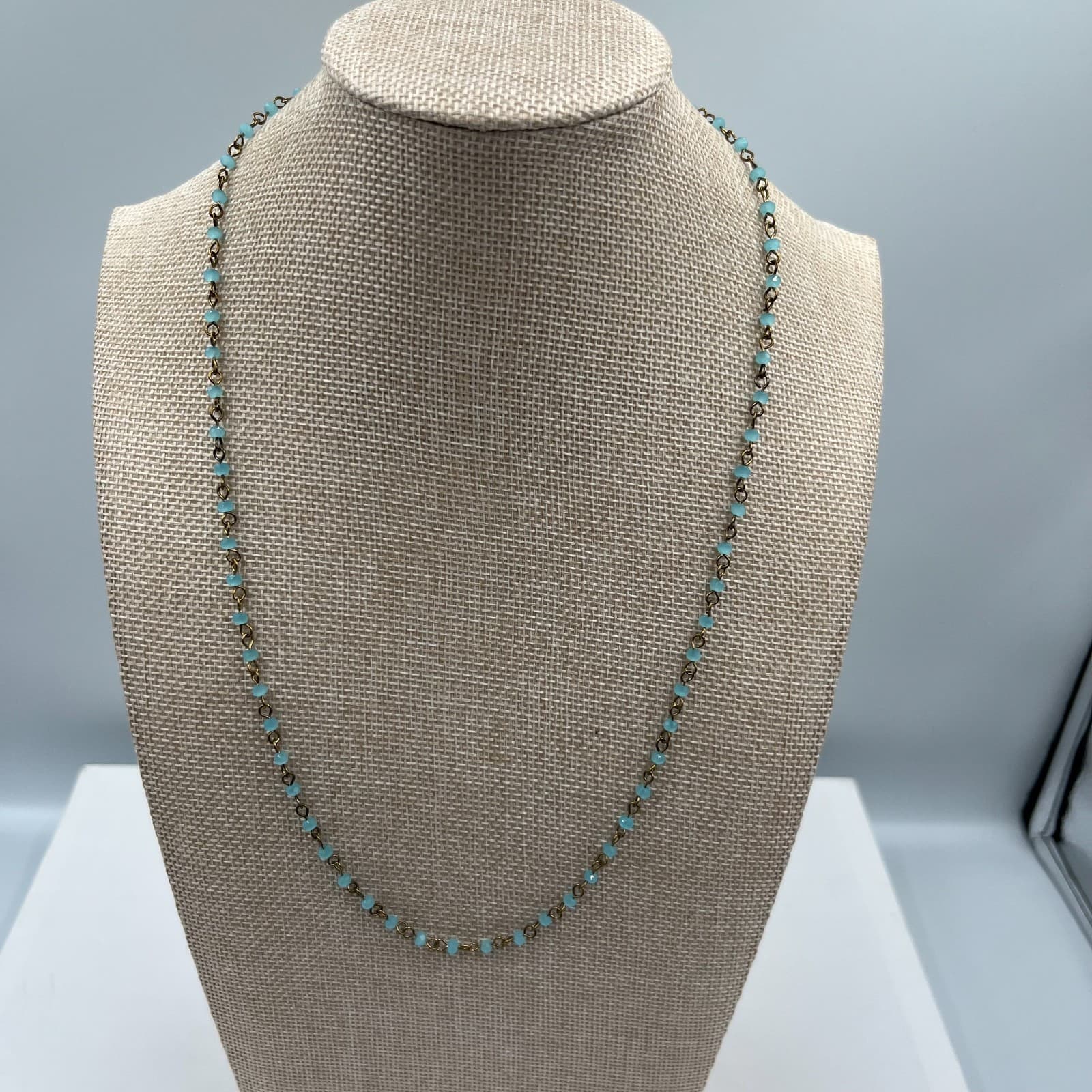 Park Lane Boho-Chic Gold-Tone Chain Blue Glass Beaded Station Lobster Necklace