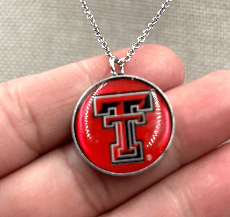 Texas Tech Silver-Tone Red Raiders Ivy School Logo Collegiate Pendant Necklace