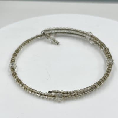 Vintage Silver Tone Hinged Cuff Bracelet Multi Strand Mesh Bypass Statement 7"