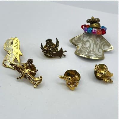 Vintage 6pc Angel Lapel Pin Lot Angels of Hawaii Guardian Spirit Enamel Classic