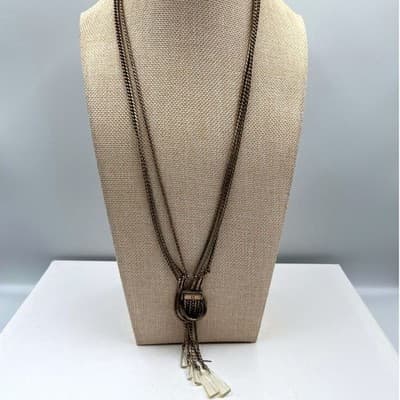 Vintage Banana Republic Rope Chain Knot Statement Necklace Lucite Teardrops