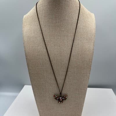 Vintage Bronze Bee Pendant Necklace Rhinestone Crystal Insect Jewelry Gift BoHo