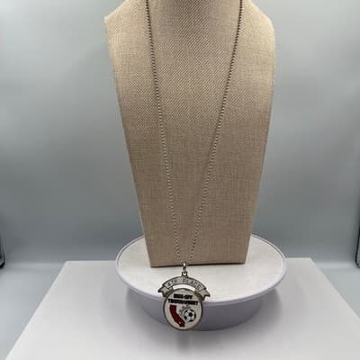 Vintage 4th Place Kick-Off Tournament USA Soccer Pendant Necklace Silver Tone