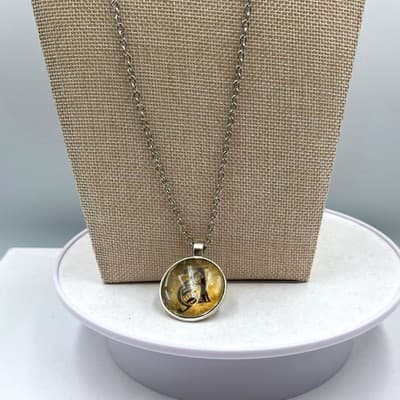 Vintage Initial A Monogram Pendant Necklace Silver Tone Chain Jewelry Accessory