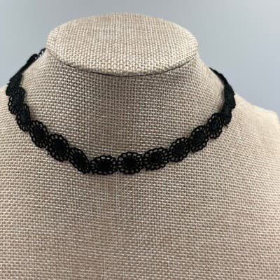 Vintage Black Floral Lace Choker Necklace Goth Victorian Boho Retro Statement