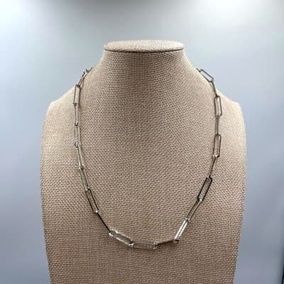 VTG SUGARFIX by BaubleBar Silver Tone Paperclip Link Chain Necklace Minimalist