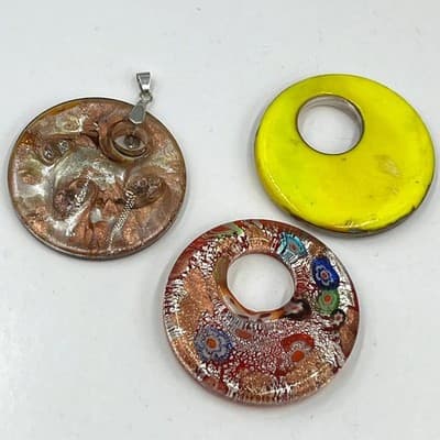 Vintage Murano Millefiori Glass Pendant Set 3pc Italian Style Art Glass Jewelry