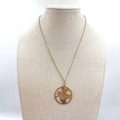 VTG Personalized Gold Anne Name Necklace Butterfly Circle Pendant Custom Jewelry