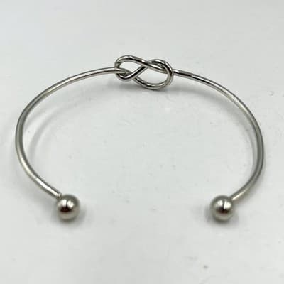 Vintage Elegant Silver Tone Love Knot Cuff Bangle Bracelet Friendship Infinity