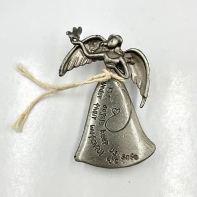 Vintage Pewter Angel Car Visor Clip Guardian Angel Protection Religious Gift