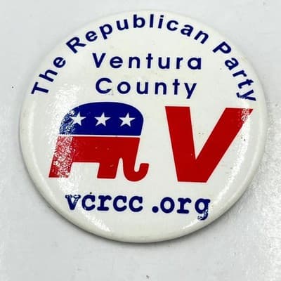 The Republican Party Ventura County Pinback Button VCRCC Elephant GOP Political