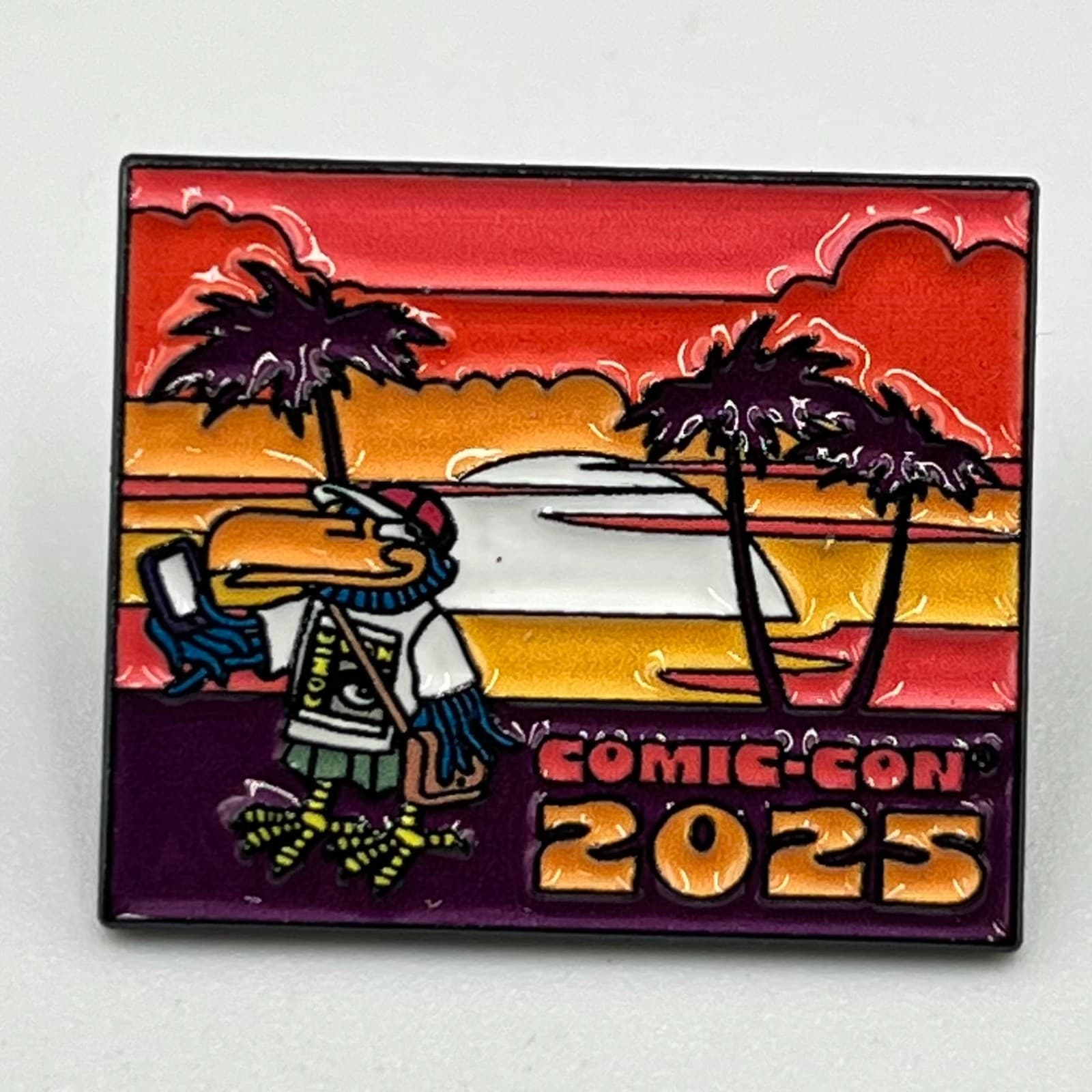 Comic-Con 2025 SDCC Toucan Sunset Enamel Pin Souvenir Retro Pop Art Style