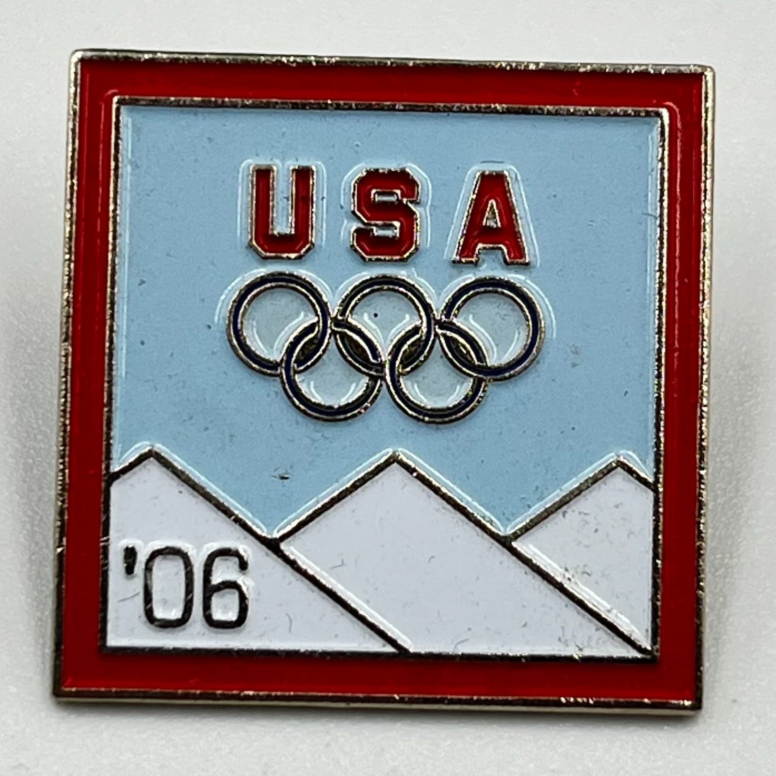Vintage 2006 USA Olympics Pin Winter Games Torino Aminco Red White Blue Enamel