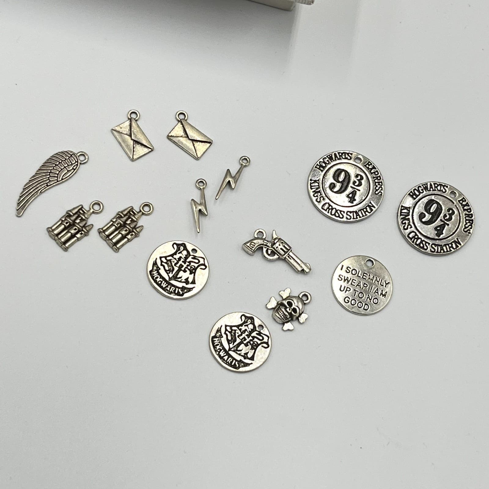 Vintage Harry Potter Style Mixed Charm Set - 10pc Silver Tone Wizarding World