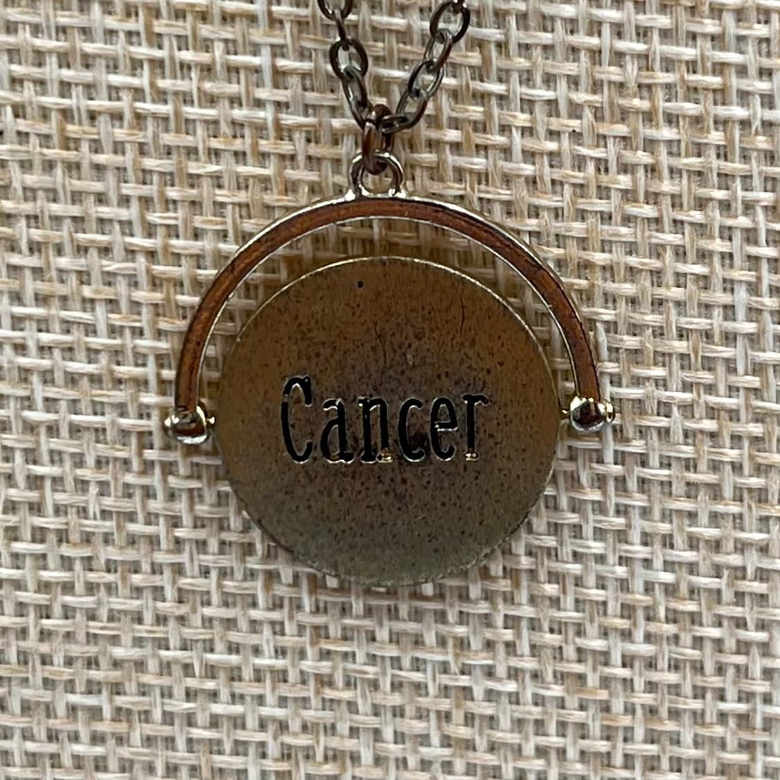 VTG Bronze Tone Cancer Zodiac Spinner Pendant Necklace Crystal Constellation