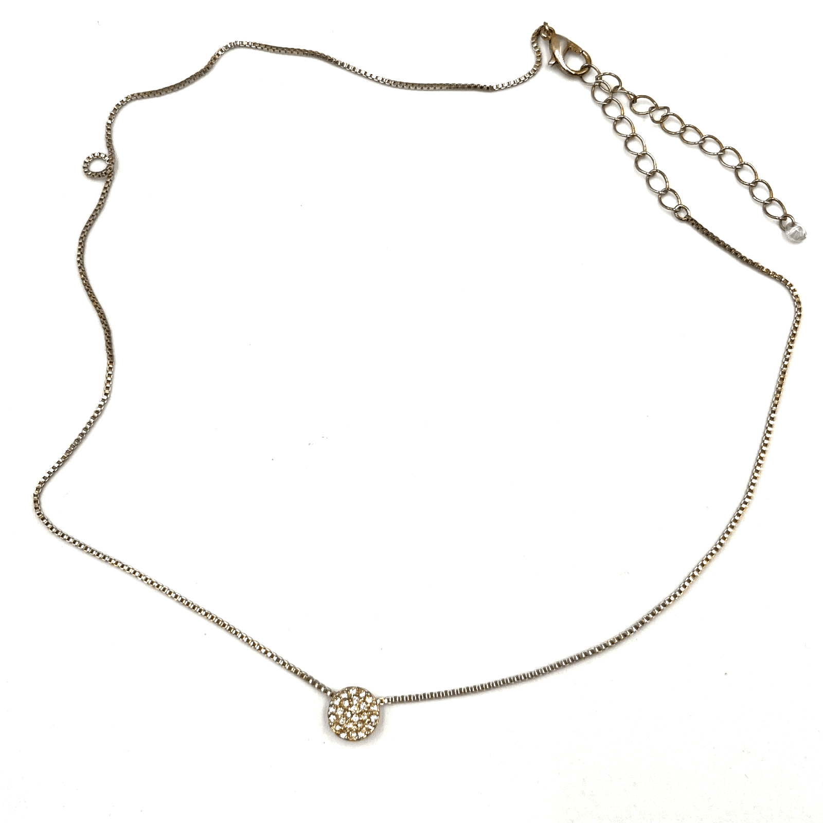 Vintage Y2K Gold Tone Pave Disco Ball Pendant Box Chain Necklace 16" Classic
