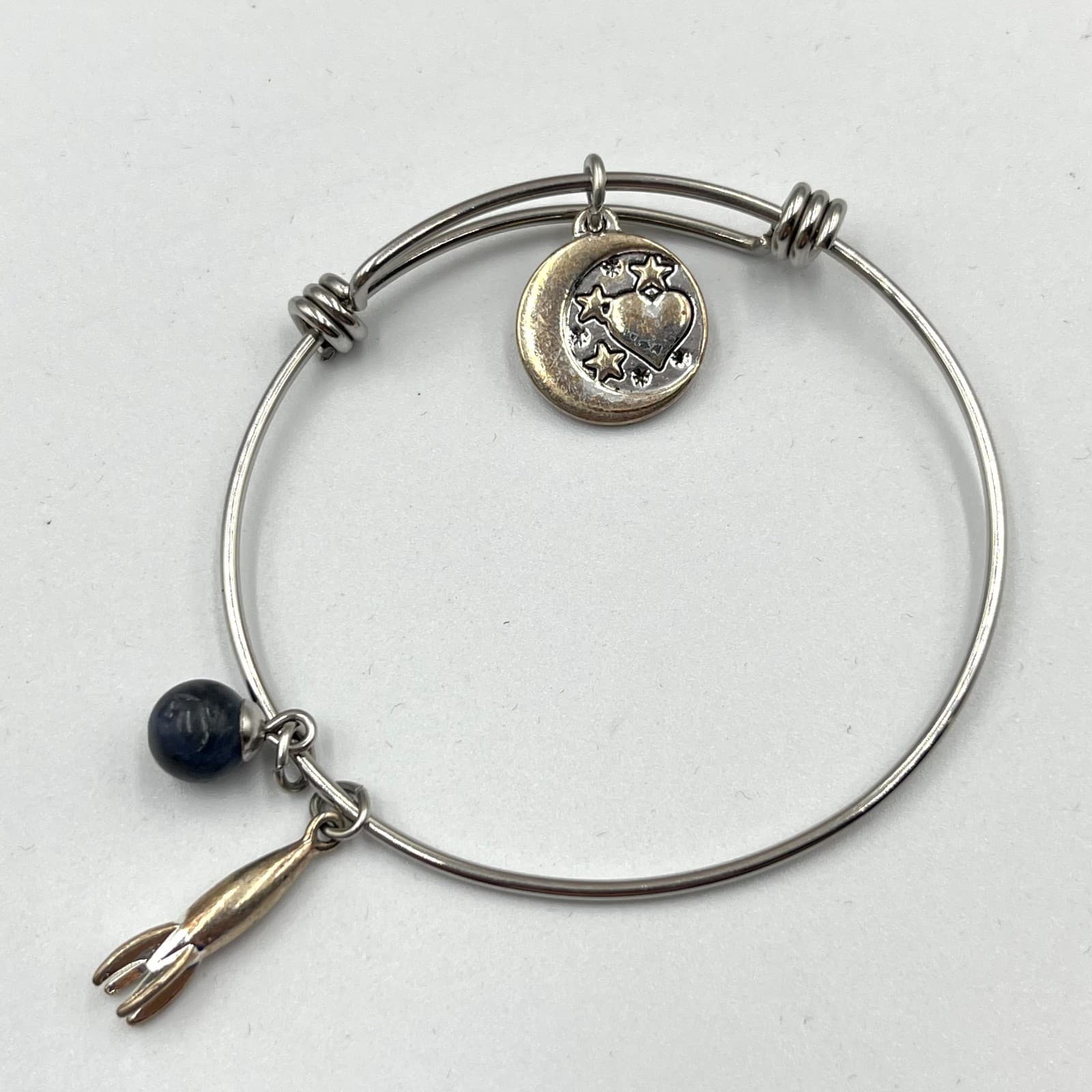 VTG Celestial Silver Tone Charm Bangle "I Love You to the Moon and Back" Classic
