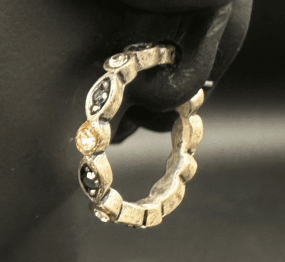 Vintage Gold Plated White Rhinestone Wrap Hoop Earrings Women's Fashion Y2K 90s