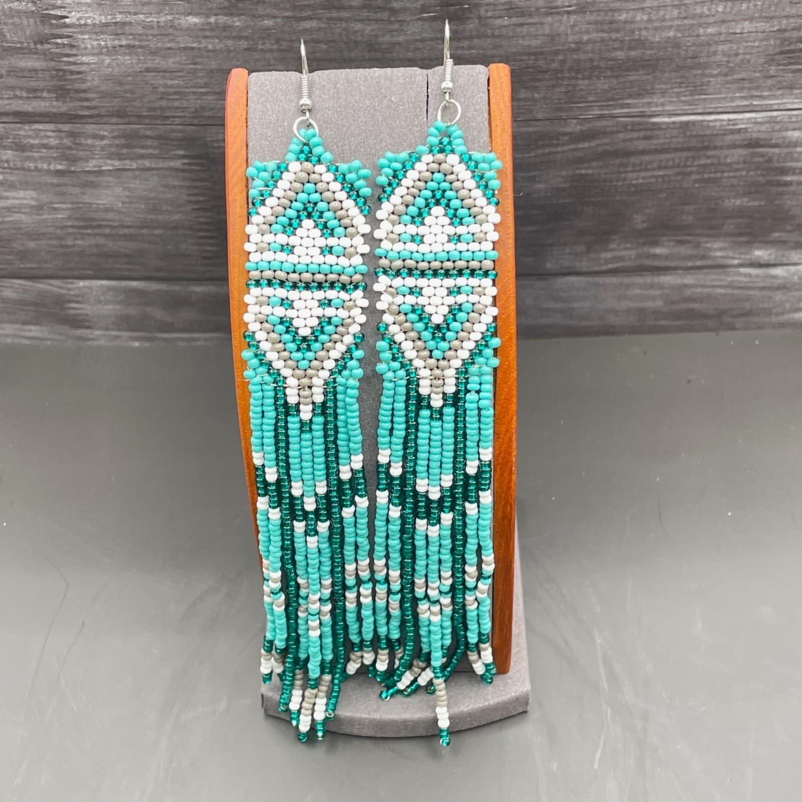 Vintage VTG Glass Seed Beaded Brick Stitch Cultural Bohemian Tesseled Fringe