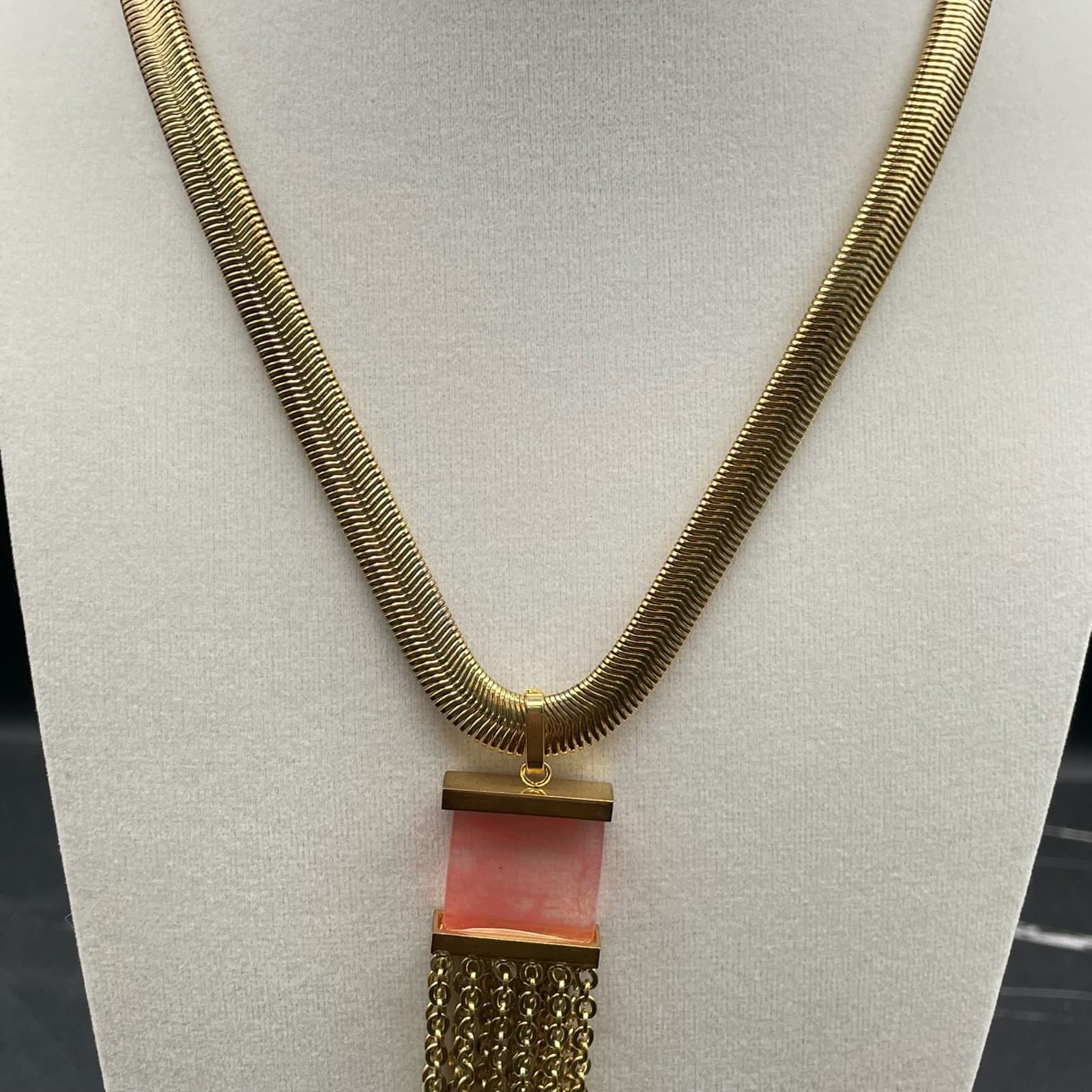 Vintage Contemporary Gold-Tone Classic Adjustable Snake Chain Tassel Lobster