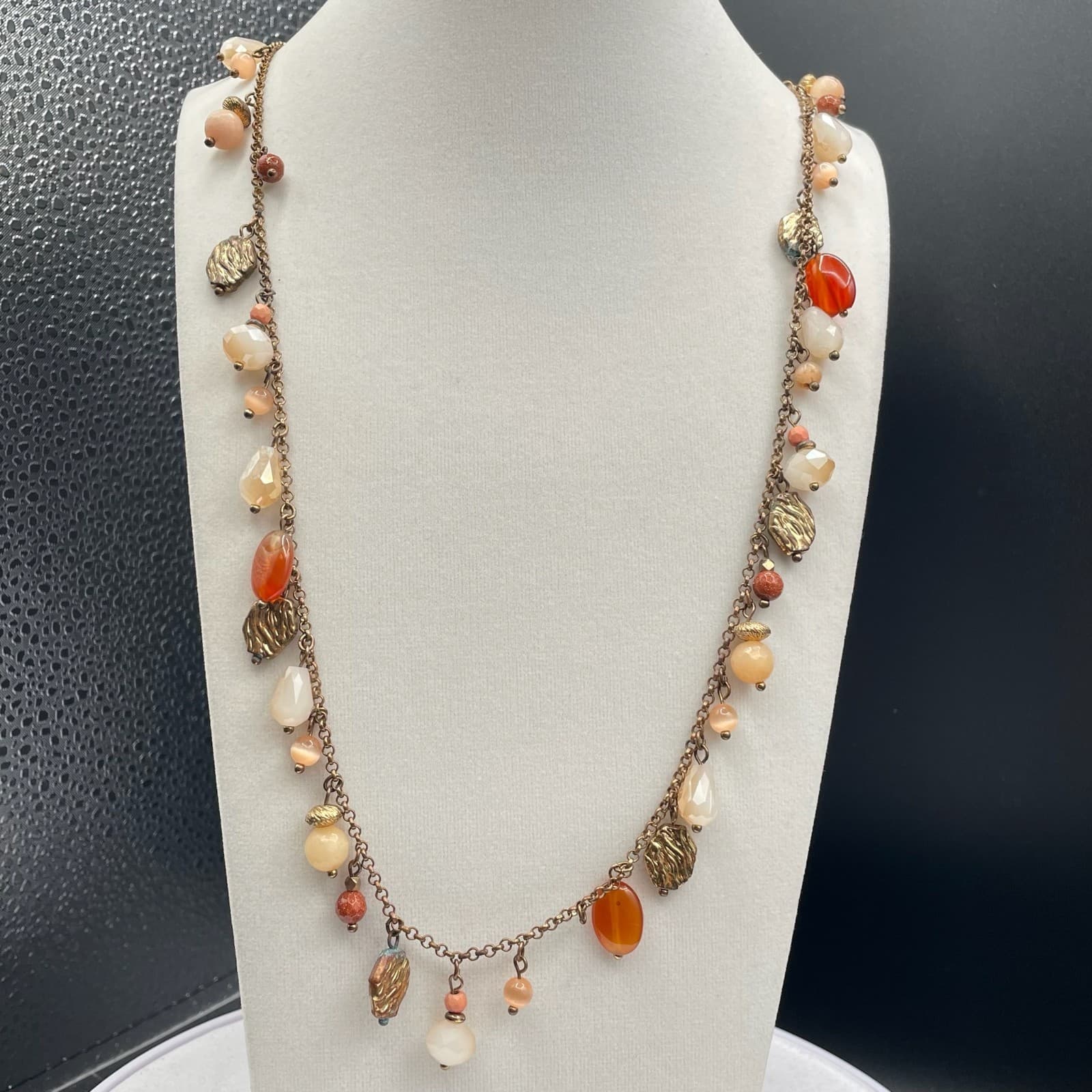 Vintage Gold-Tone Boho Classic Adjustable Beaded Statement Lobster Necklace
