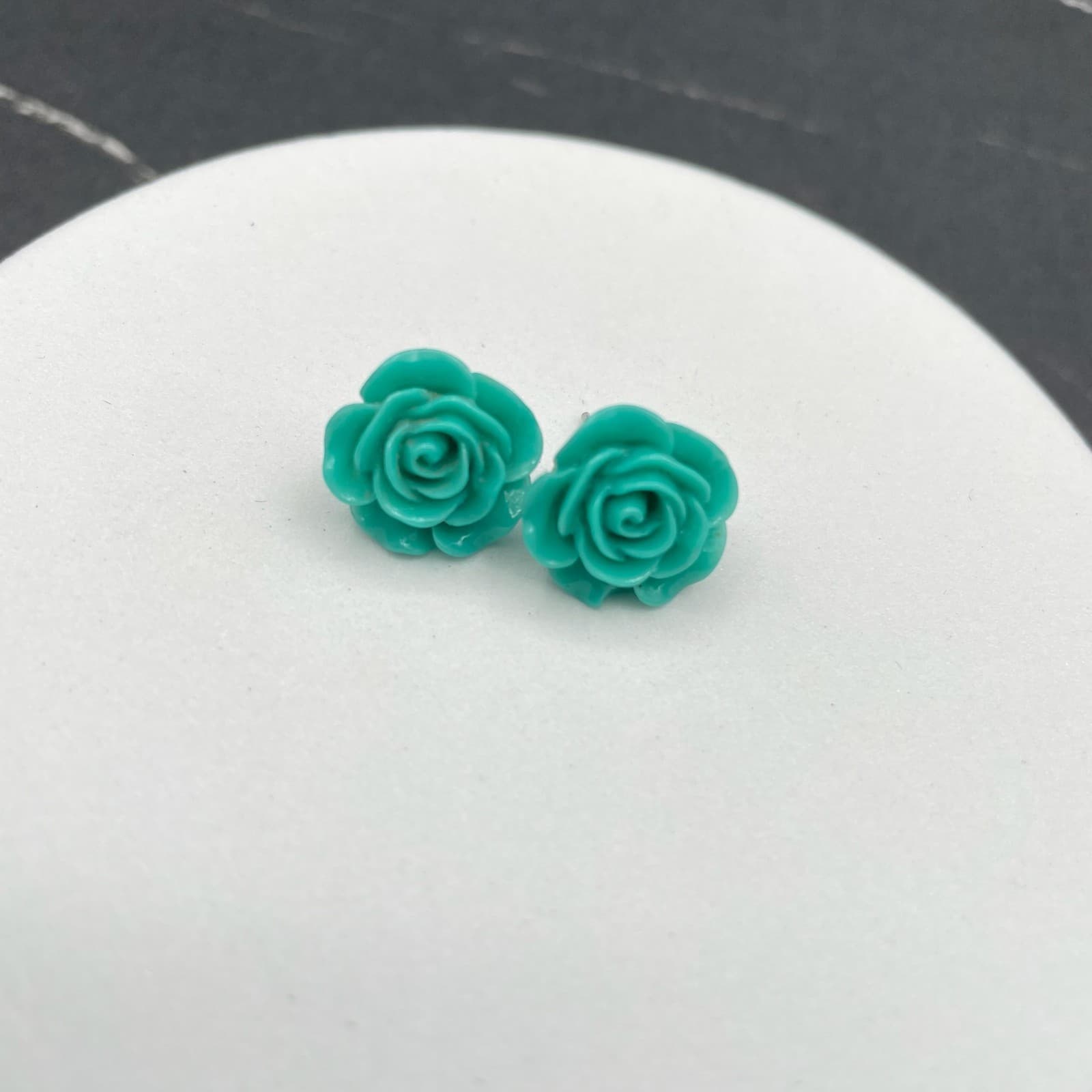 Vintage Fashion Turquoise Flower Rose Teardrop Stud Earrings Classic For Women's