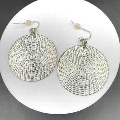 Hoop Earrings Textured Disc Dangle Modern Retro Style Chunky Statement 90s Y2K