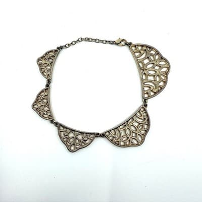 Vintage Antique Gold Tone Filigree Bracelet Openwork Cutout Multi Panel Wide 90s
