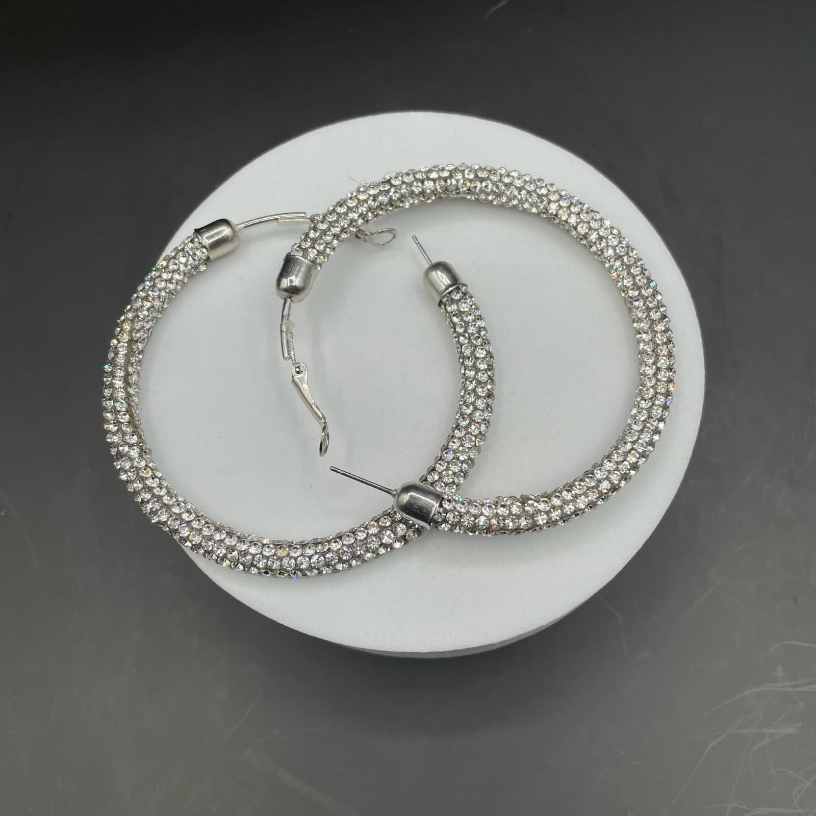 Large Rhinestone Encrusted Statement Hoop Earrings