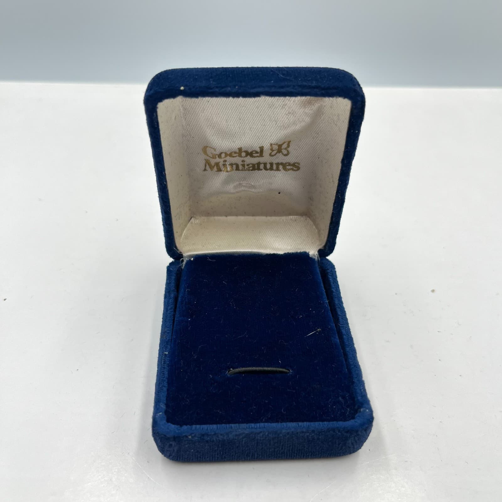 Vintage Goebel Miniatures Blue Velvet Jewelry Box Presentation Case Hinged