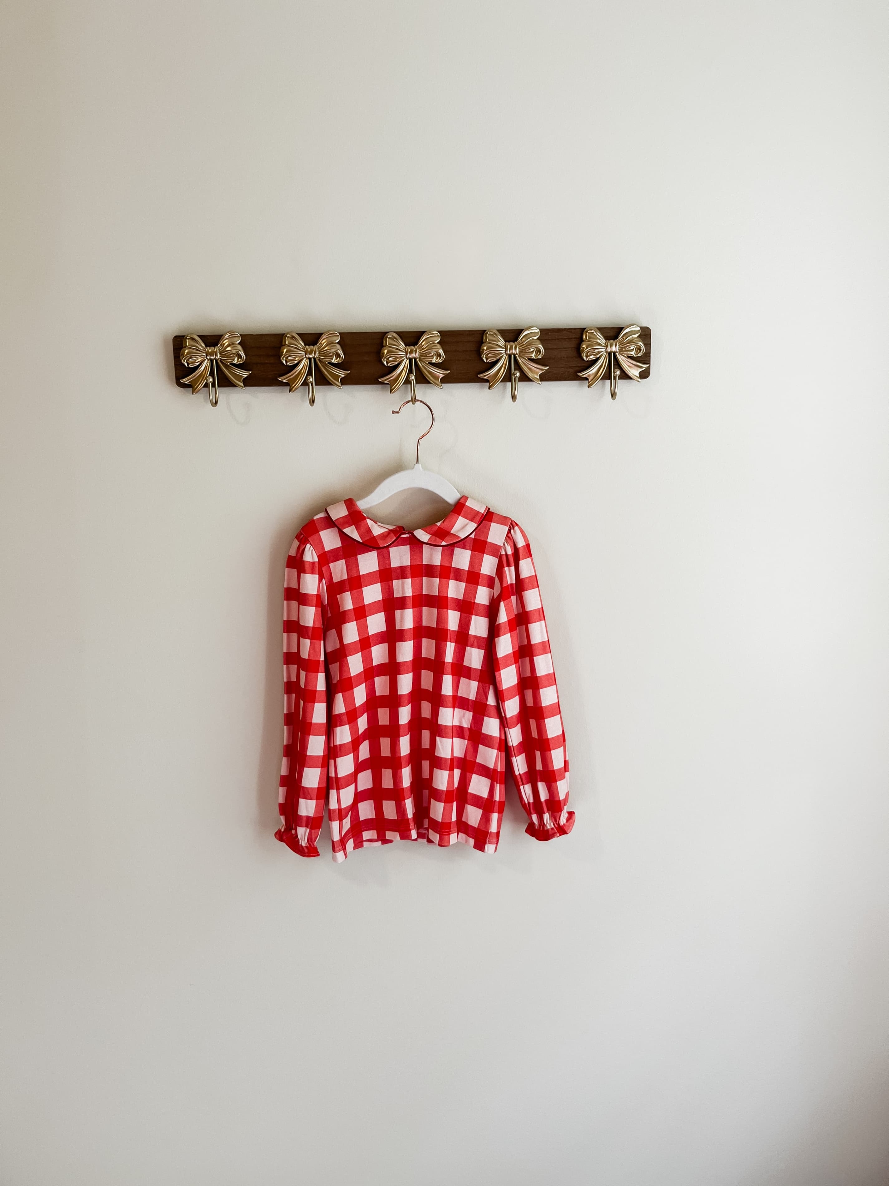 Charming Mary Girls size 5 Red Gingham Long Sleeve Girls' Blouse
