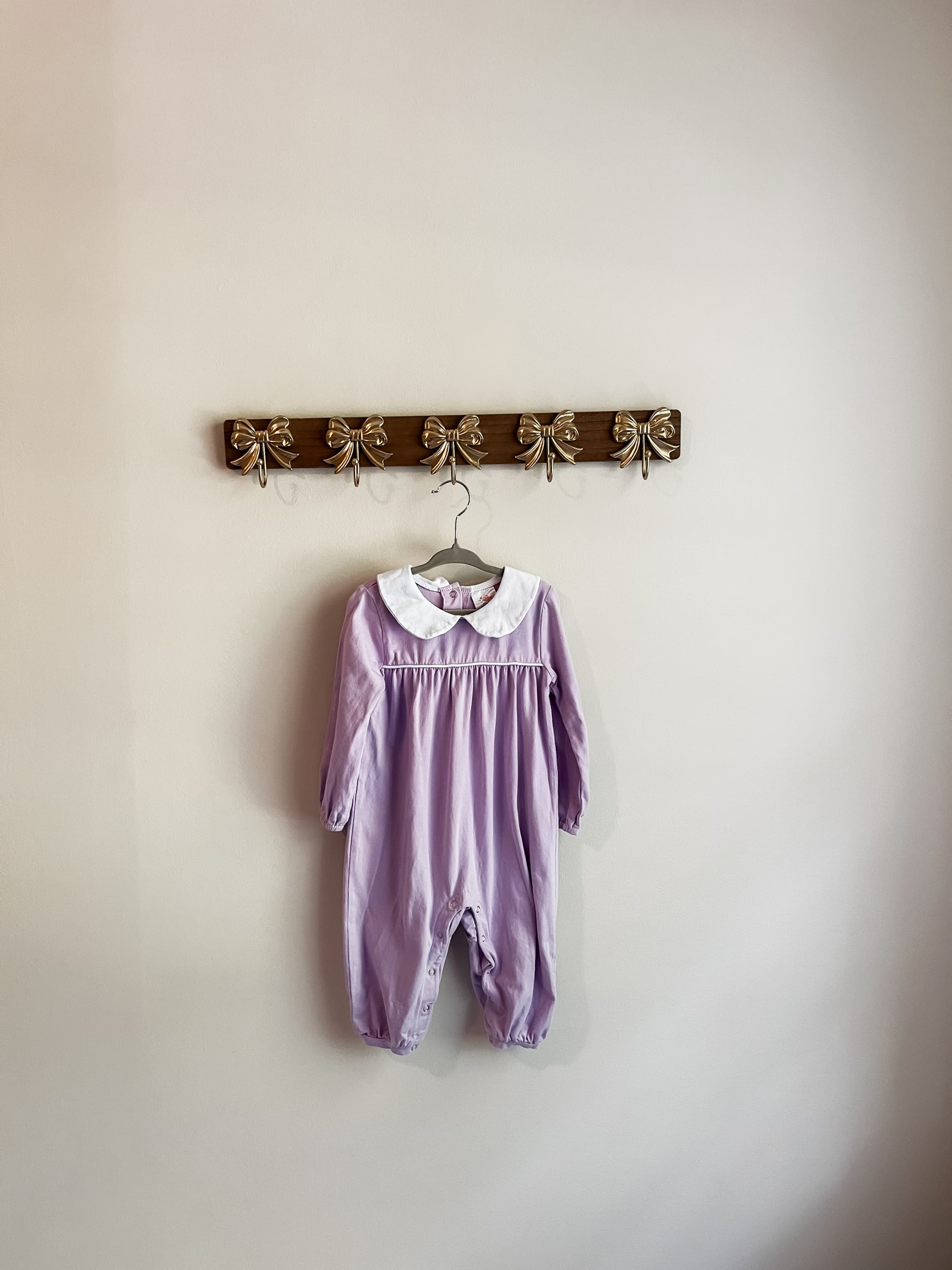 Stitchy Fish size 24 month Purple Romper with White Collar