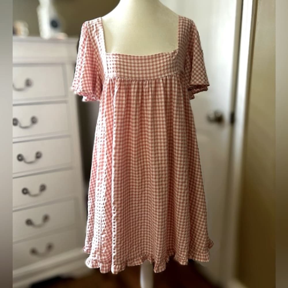 ⭐️ Sweet Lemon Pink & White Picnic Dress + FREE matching earrings